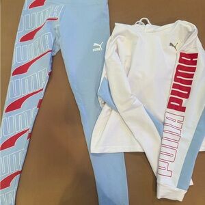 Puma Light Blue and White Sportswear Set